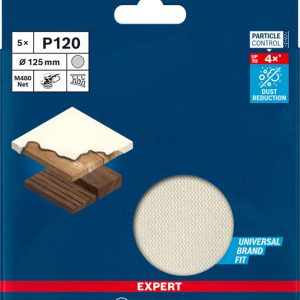 5-delni komplet brusnih mrež za ekscentrične brusilnike Bosch EXPERT M480, 125 mm, G 120 2608900673