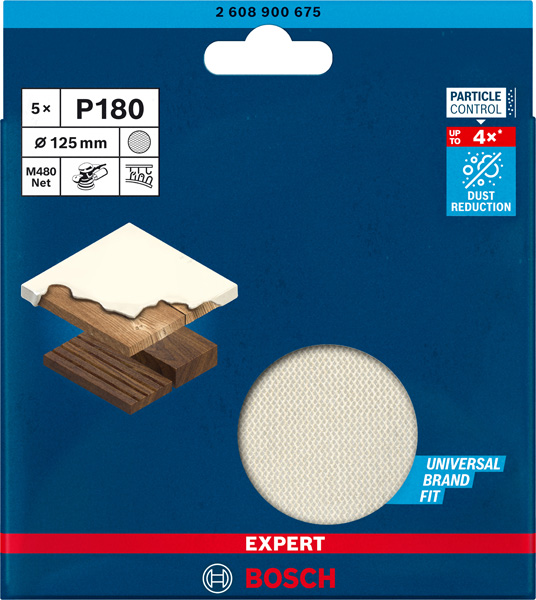 5-delni komplet brusnih mrež za ekscentrične brusilnike Bosch EXPERT M480, 125 mm, G 180 2608900675