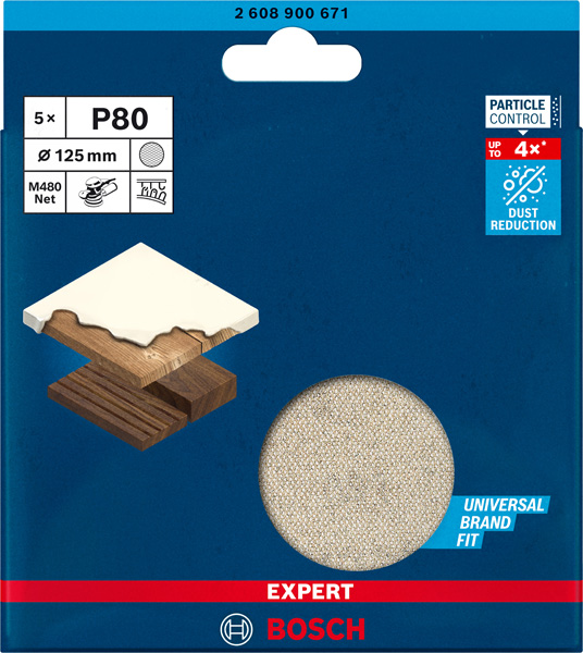 5-delni komplet brusnih mrež za ekscentrične brusilnike Bosch EXPERT M480, 125 mm, G 80 2608900671