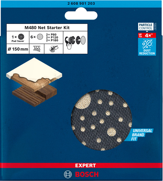 Expert začetni komplet Bosch M480 za ekscentrične brusilnike 150mm, 7 kom 2608901203